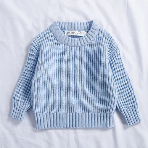 2025 New Spring Baby Girls Sweater Long Sleeved Solid Color Newborn Baby Girls Boys Knitted Pullover Tops 0-6Yrs Kids Sweater