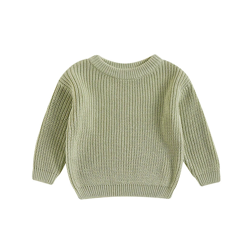 Cute Toddler Unisex Cable Knit Sweater Warm Cozy Round Neck Long Sleeve Pullover Jumper for Autumn Winter Season