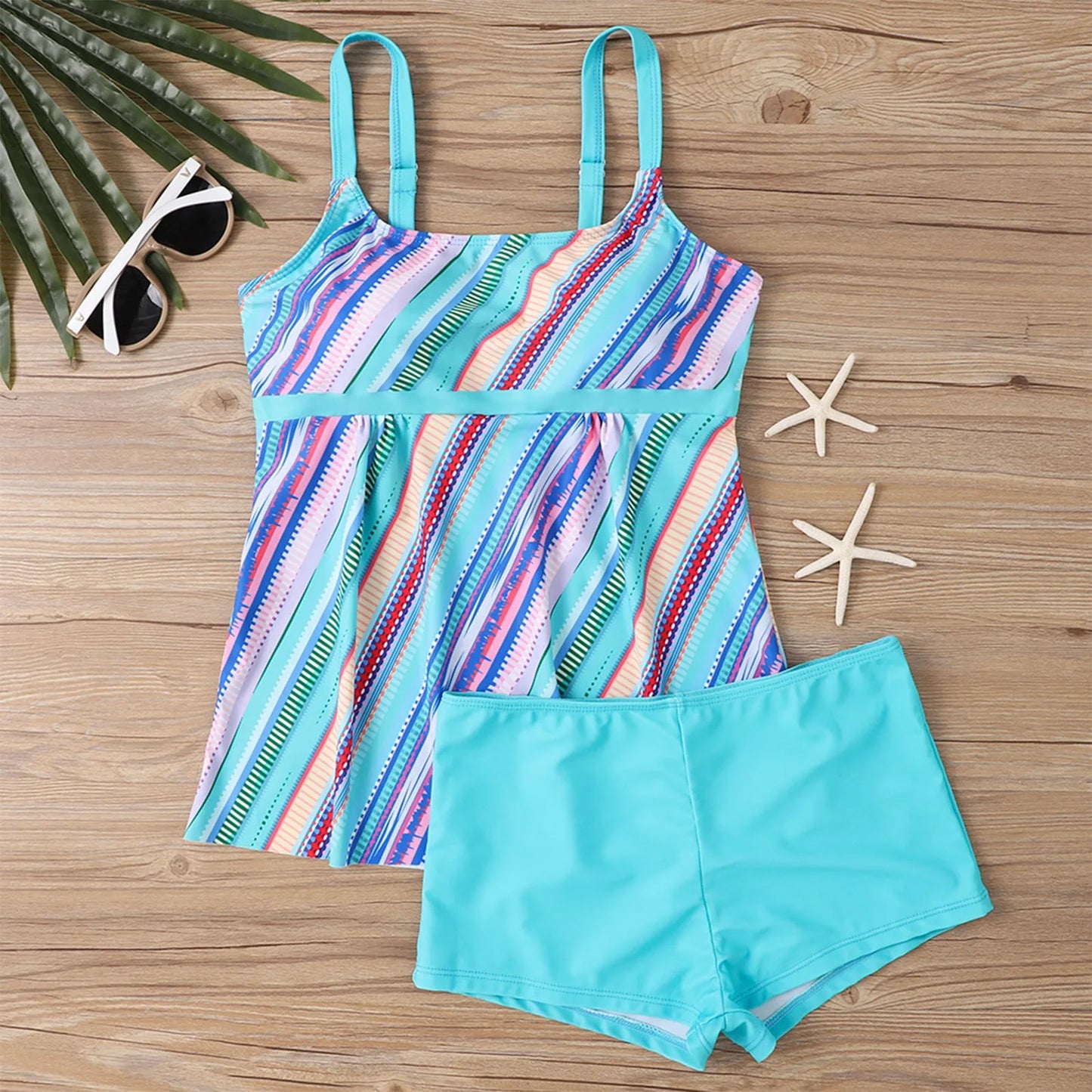 Women's Sexy Slim Fit Printed Sling Split Bikini Plus Size Swimsuit (Two Piece) Strape Tankini Set Printed Beach Swimsuit Women