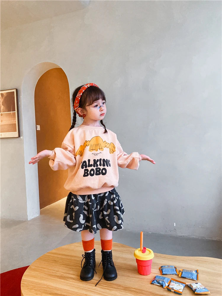 Korean INS 2024 Children's Autumn Winter Long Sleeve O-Neck Sweatshirt Cute Tops for Girls And Boys Baby Sweaters Kids Clothing