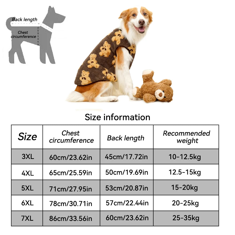 M-7XL Pet Warm Flannel Clothes Winter Dog Cat Coat Pet Clothes 5-35kg Bichon French Bulldog Clothes Pajamas