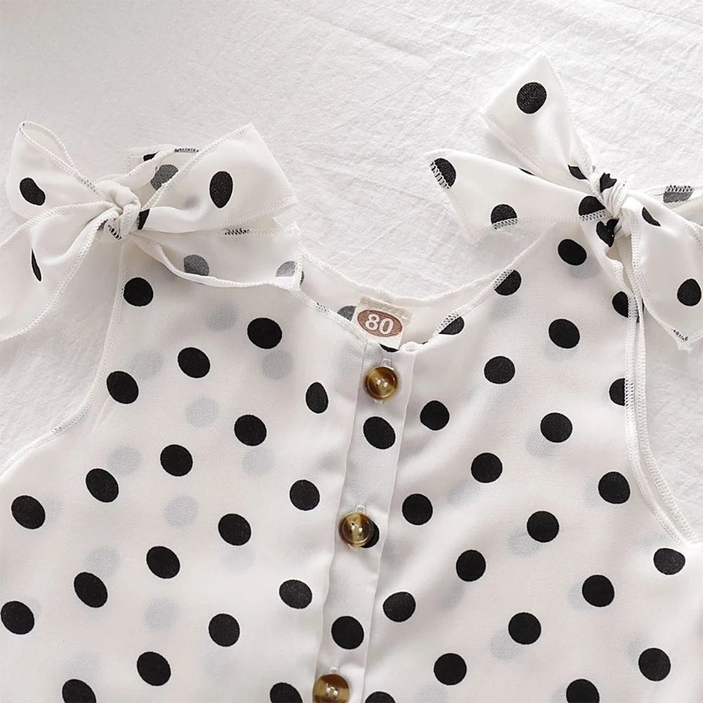 Kids Overalls New Polka Dot Baby Girls Clothes Baby Rompers Kids Jumpsuit Summer Sleeveless Button 1-5Y Girls Outfits