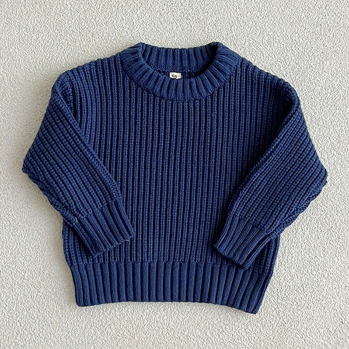 2025 New Spring Baby Girls Sweater Long Sleeved Solid Color Newborn Baby Girls Boys Knitted Pullover Tops 0-6Yrs Kids Sweater