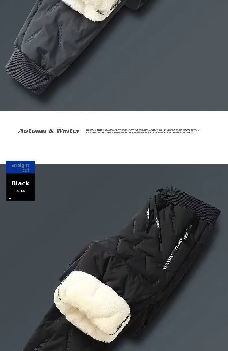 Lamb Velvet Winter Thiened Fce Lined Men's Snow Pants Outerwear Windproof Warm down Cotton Trousers Youth Faion