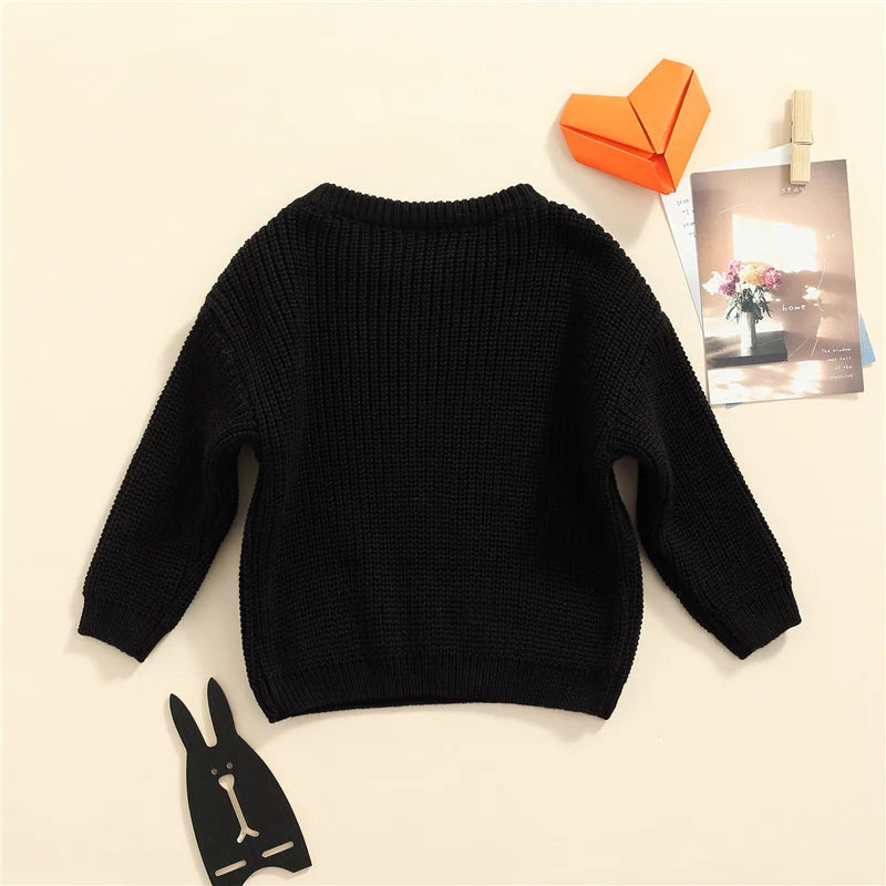 Suefunskry Newborn Baby Girl Boy Knitted Long Sleeve Autumn Winter Sweater Solid Loose Pullover Casual Tops Kids Clothes 3M-5Y