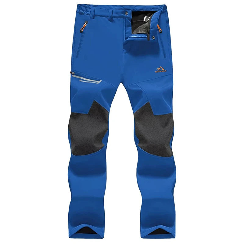 MAGCOMSEN Fleece Pants Men's Snow Ski Pants Windproof Shell Hiking Pants with 4 Zipper Pockets Winter Waterproof Trousers