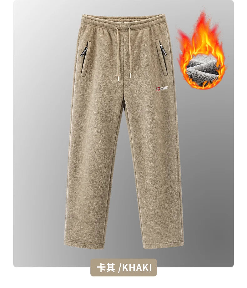 Winter Fleece Ski Pants Men's High Quality Extreme Cold Wool Thick Warm Trousers Women New 2025 Outdoor Camping Work Sweatpants