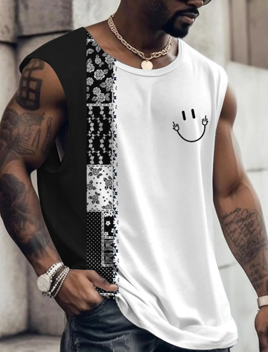 Summer New Men's Vest T Shirt Patterned Tribal Round Neck Clothing Daily Fitness Sports Vintage Sleeveless Printed Ethnic Tops