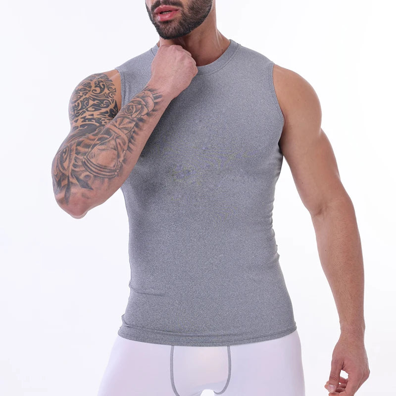 Men Compression Tank Top Slim Sleeveless Vest Breathable Quick Dry for Fitness Gym Sweat Cycling Active Tops