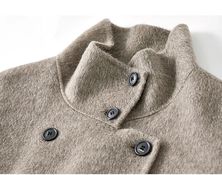 SENTUBILA 100% Wool Coats For Women Winter Jackets 2025 Stand Turtleneck Double Sided Short Outerwears Female Clothes W44O56626