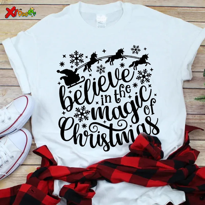 Family Christmas Shirts Cotton Family Matching Outfit Merry Christmas Kids Tshirts Baby Rompers Matching Pajamas Clothes Famille