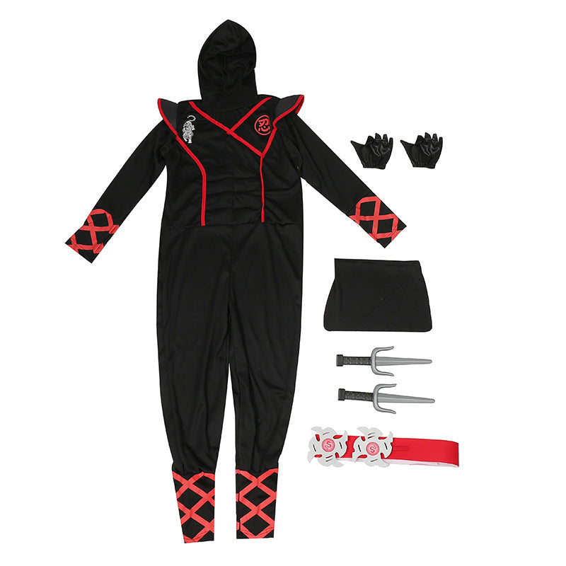 Ninja Costume Boy Halloween Kids Costume Boy Ninja Muscle Costume with Ninja Foam Accessories Best Children Gift