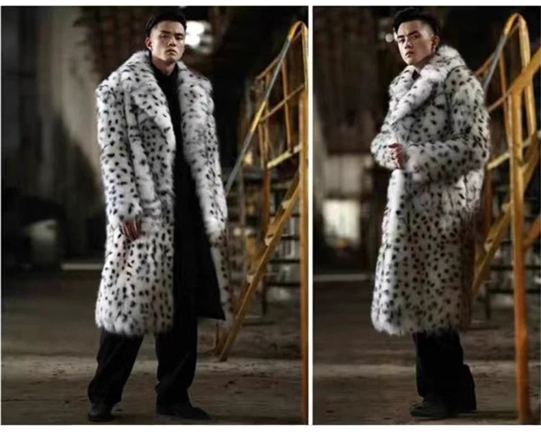 Mauroicardi Winter Chic Long Colorful Thick Warm Soft Hairy Faux Fur Coat Men High Quality Multicolor Fluffy Furry Overcoat 2023