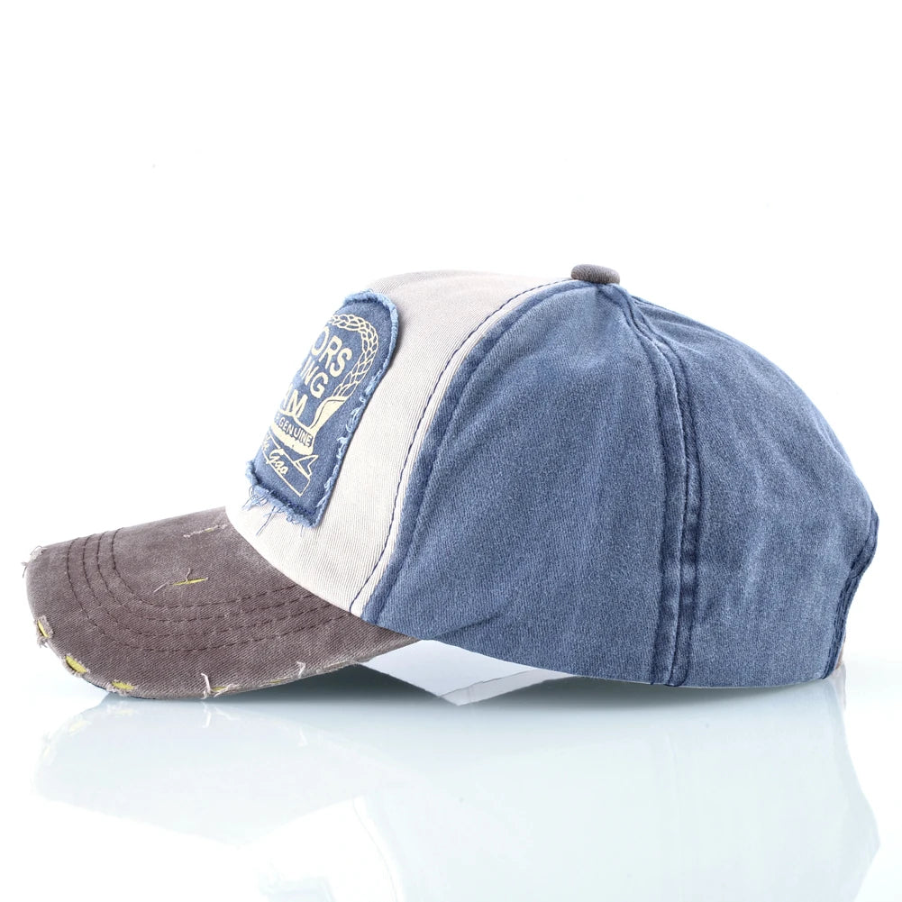 Vintage Washed Cotton Baseball Cap For Men And Women Fashion Snapback Baseball Hat With Letter Patch Unisex Hip Hop Cap
