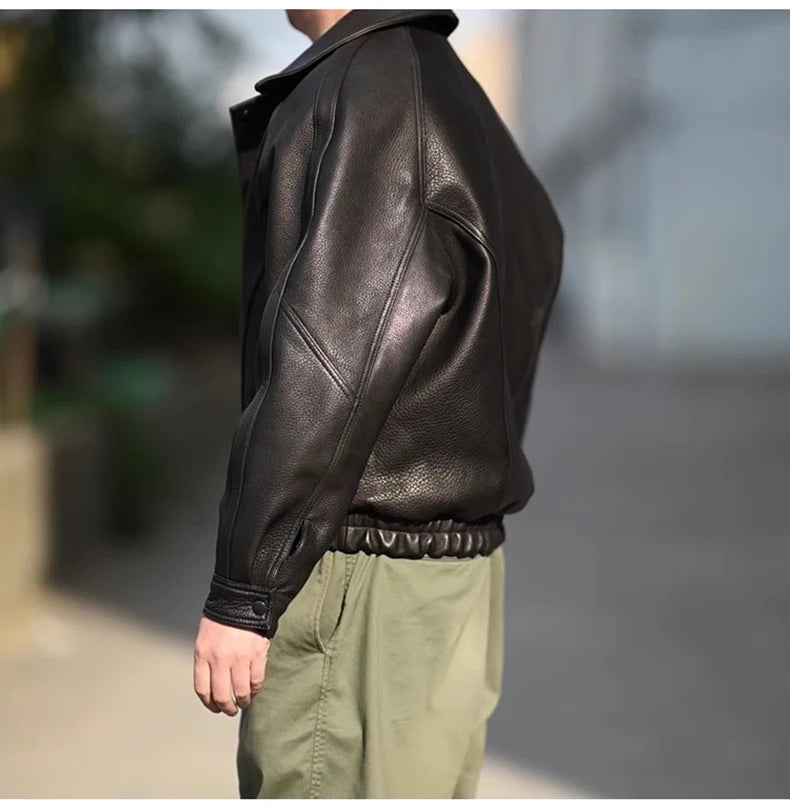 Mauroicardi Spring Autumn Cool Handsome Black Hard Pu Leather Jacket Men Zipper Luxury Designer American Vintage Clothes 2024