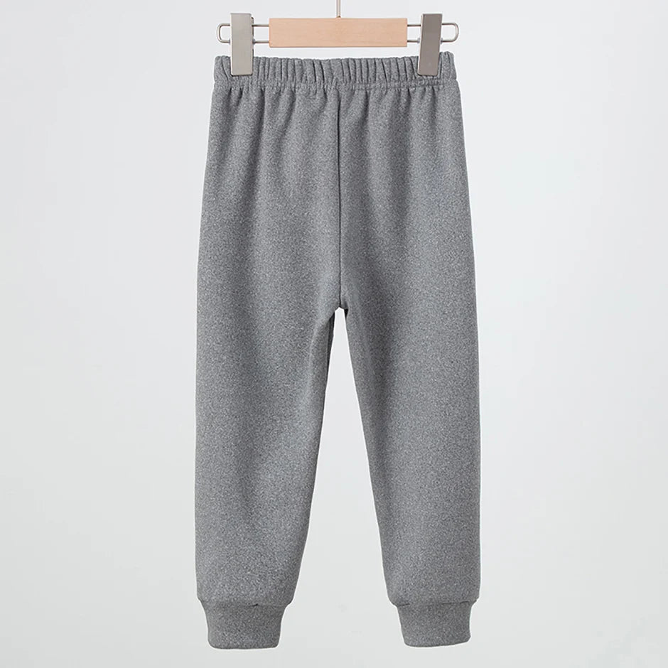 3/1 Piece Winter Children Plus Velvet Fashion Sweatpants Boys Casual Minimalist Pants Girls Joker Warm School Uniform Pants