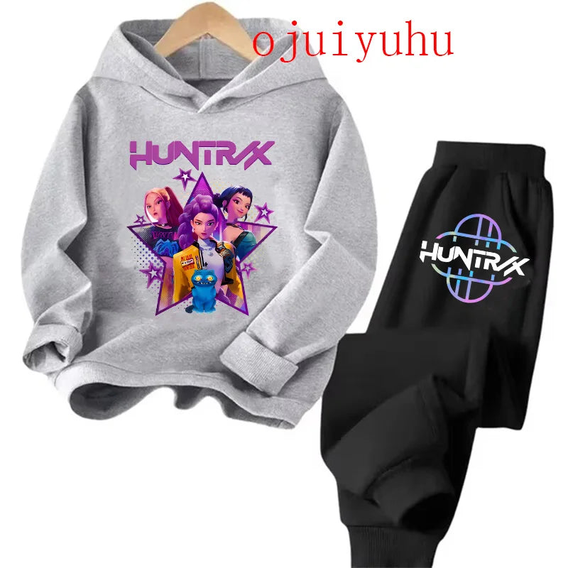 Streetwear 90s Sets Children Hoodies Kpop Demon Hunters Pullover Sweatshirt Anime Trucksuit Cartoon Girls Boy Kids  Clothes