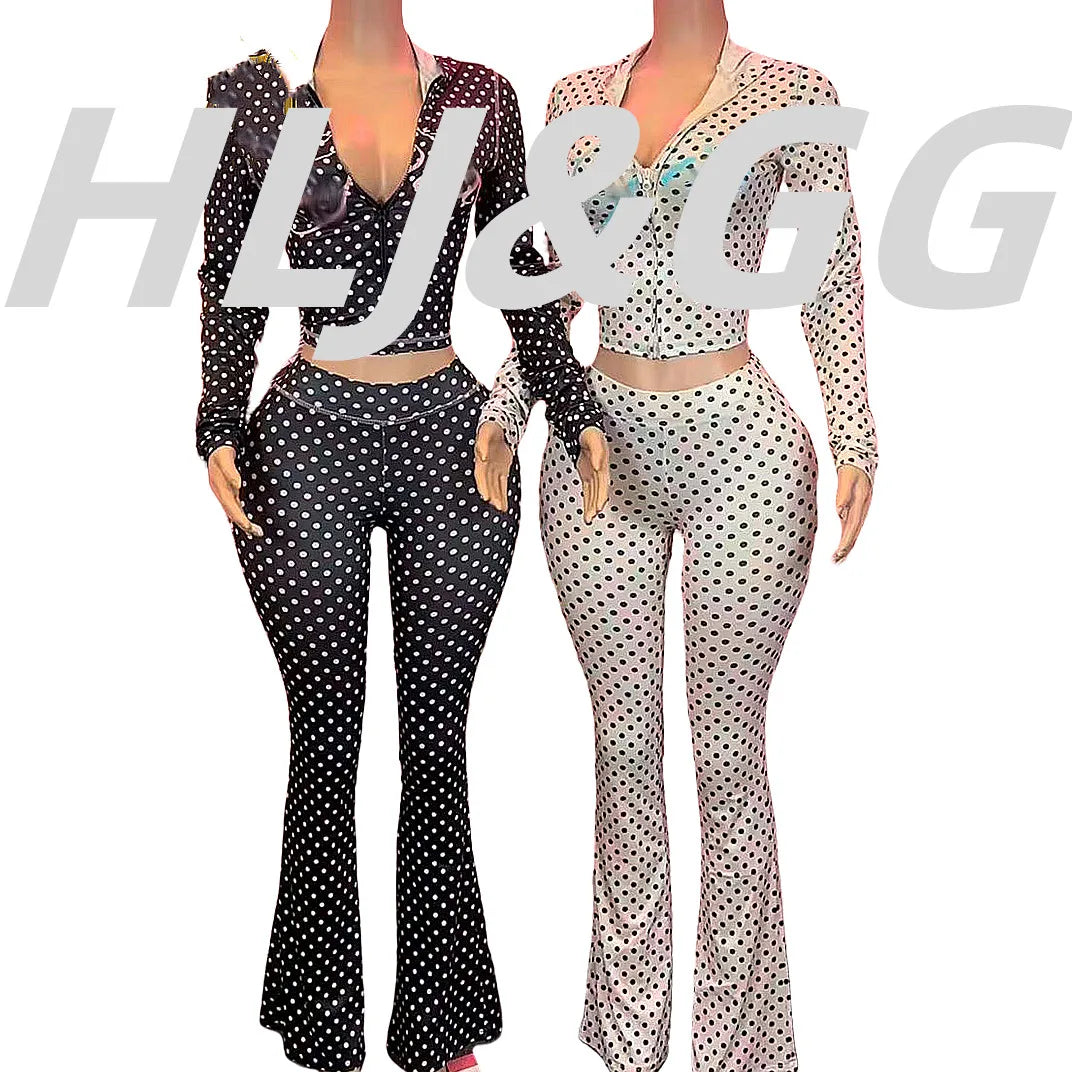 HLJ Fashion Ins Letter Print Hooded Two Piece Sets Women Zipper Long Sleeve Crop Top And Skinny Pants Outfit Y2K 2pcs Streetwear