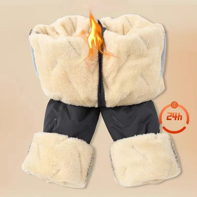 3 Pack Winter Men Plush Thick Fleece Waterproof Pants Windproof Casual Pants Warm Pants Lambswool Thermal Trousers Outerwear