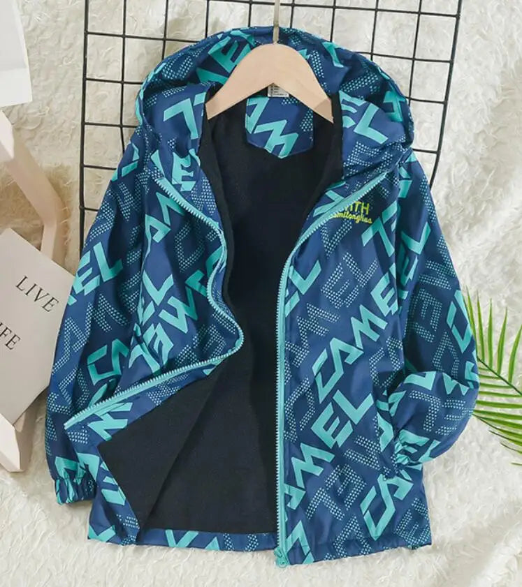 Boys Fashion Outdoor Jacket Thick Winter Waterproof Jackets For Kids Warm Clothes Autumn Boy's Windbreaker Hooded Coat