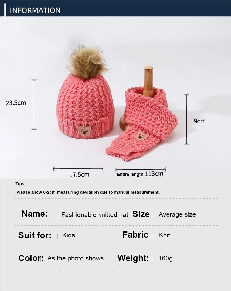 3Pcs Kids Hat Scarf and Snow Gloves Set Winter Knit Warm Soft Outdoor for Boys Girls and Toddlers