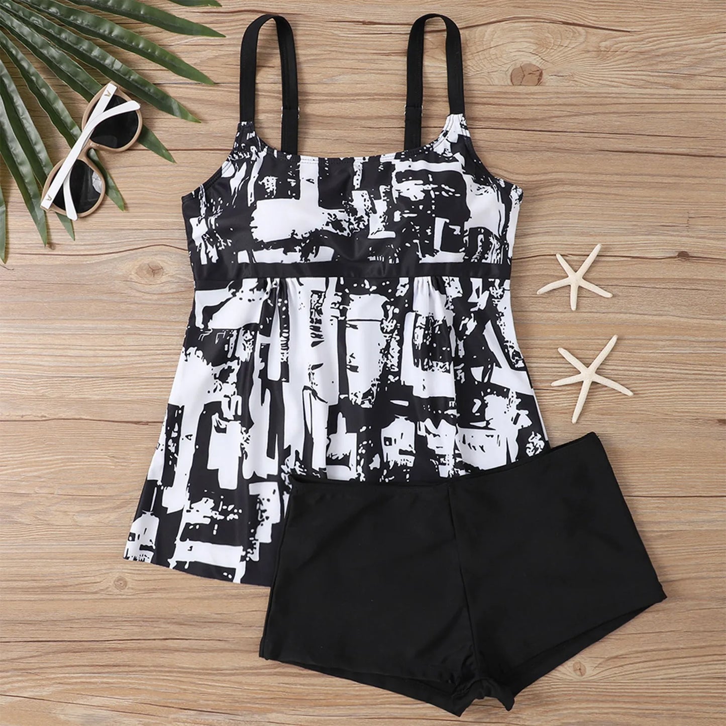 Women's Sexy Slim Fit Printed Sling Split Bikini Plus Size Swimsuit (Two Piece) Strape Tankini Set Printed Beach Swimsuit Women
