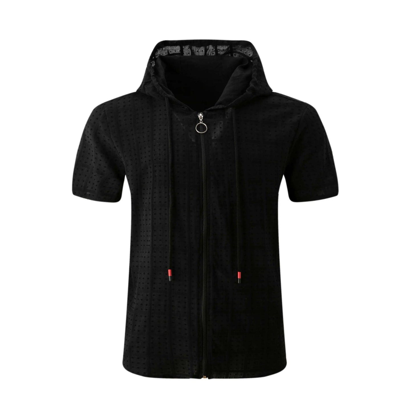 2026 summer new fashion plaid zipper sleeveless hooded cardigan T-shirt men's slim sports breathable fitness top