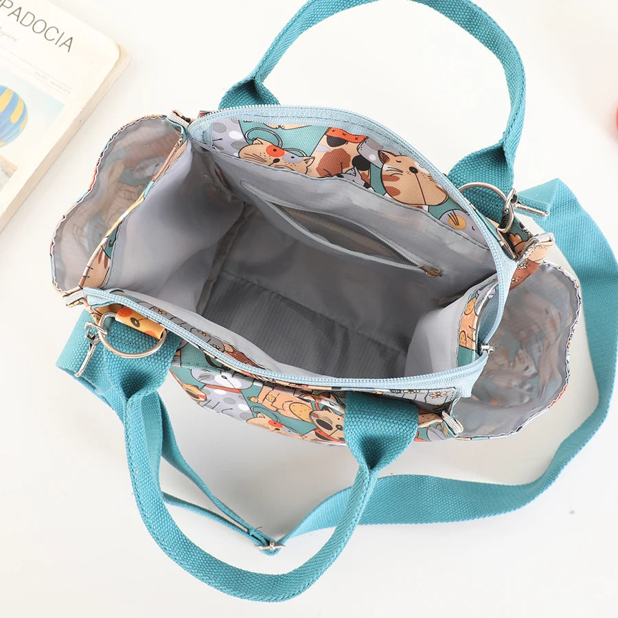 Ms. waterproof crossbody bag fashion large capacity hand carry lunch bag portable zipper bag out shopping shoulder bag