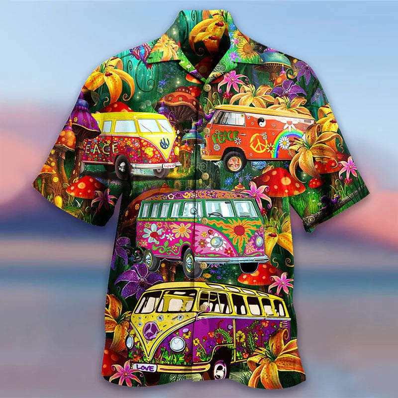 2026 Summer Loose Breathable 3D Print Trendy Cool Fashion Hawaiian Shirts Beach Party Tops Short Sleeves Summer Men's Shirts 5XL