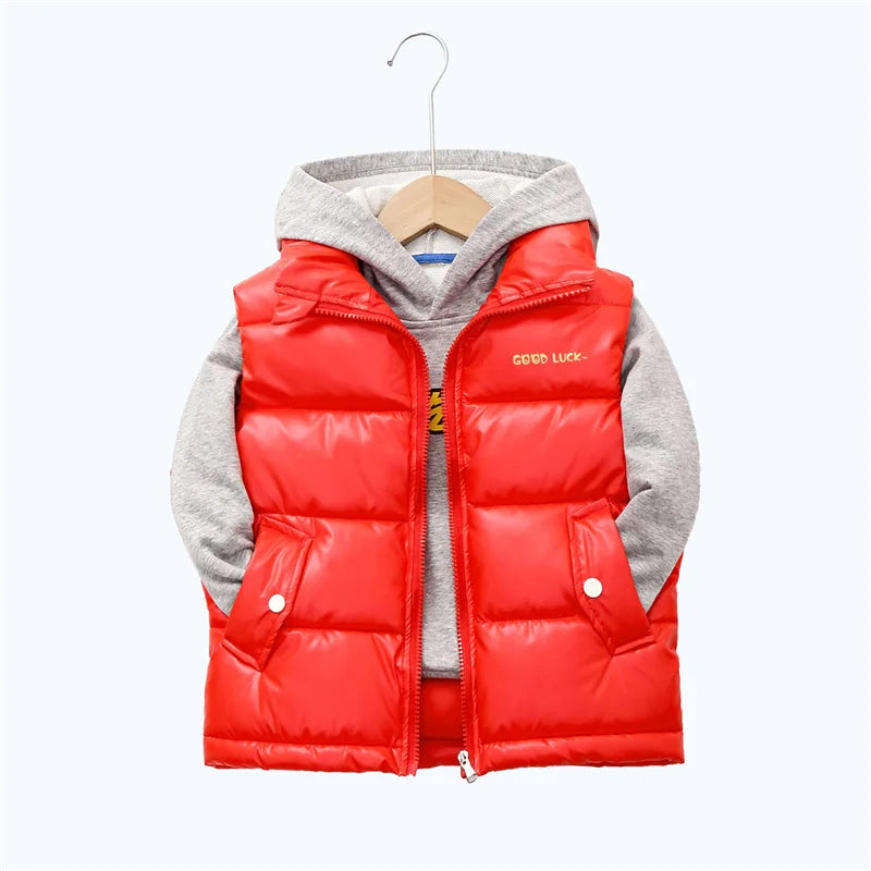 2023 Autumn Children Warm Thicken Vest Baby Cotton Waistcoat Kids Outerwear Coat Children Clothing Boys Girls Brand Jackets Vest
