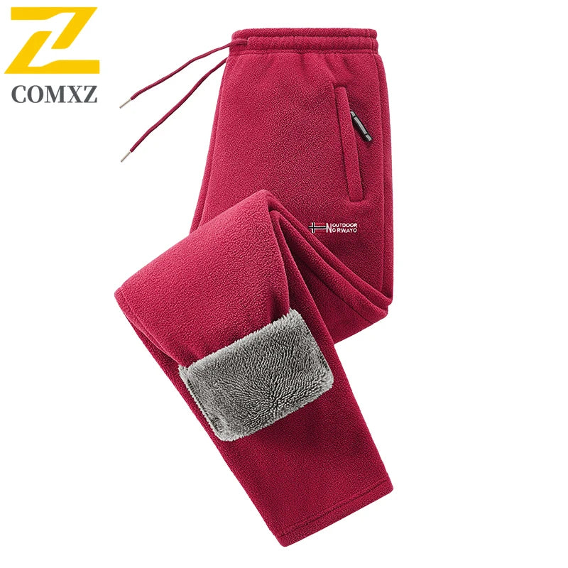 Winter Fleece Ski Pants Men's High Quality Extreme Cold Wool Thick Warm Trousers Women New 2025 Outdoor Camping Work Sweatpants