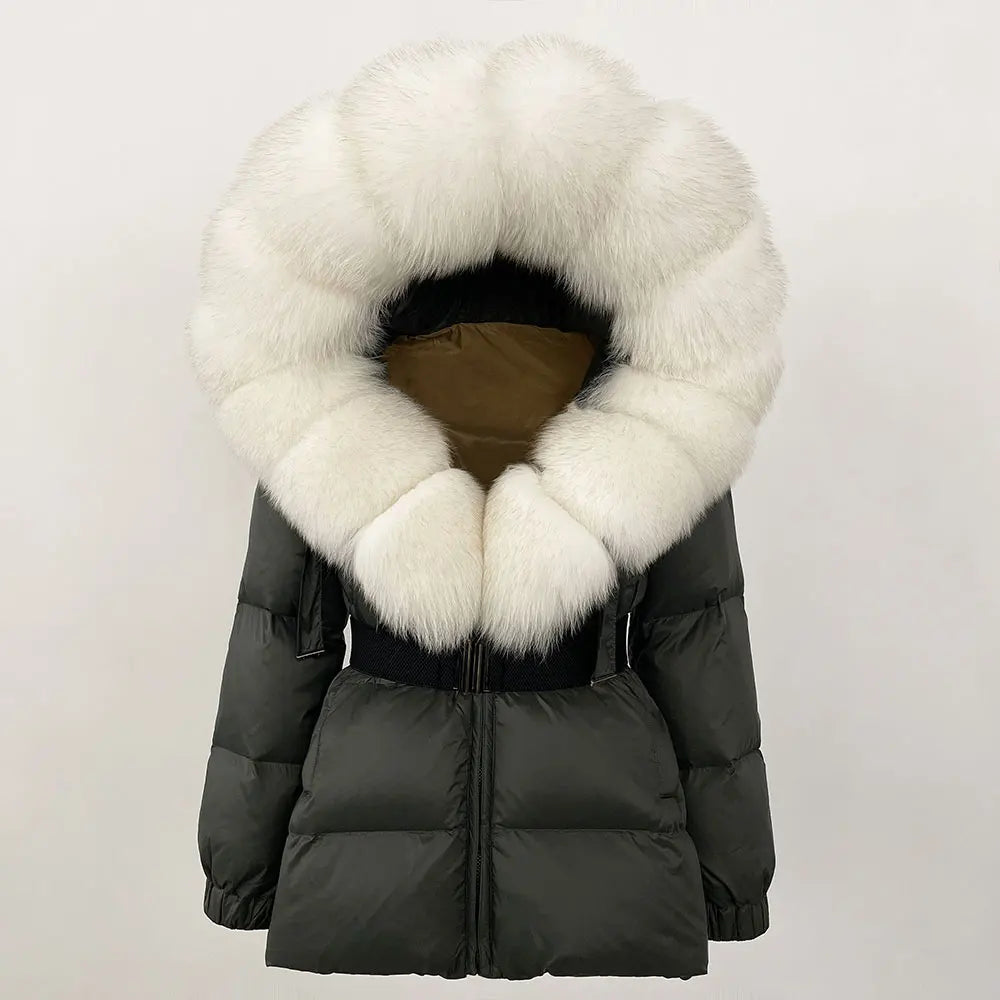 OFTBUY 2025 Winter Clothing Puffer Jacket Women Real Fox Fur Hooded Thick Warm 90% White Duck Down Coat Female Parkas Waterproof