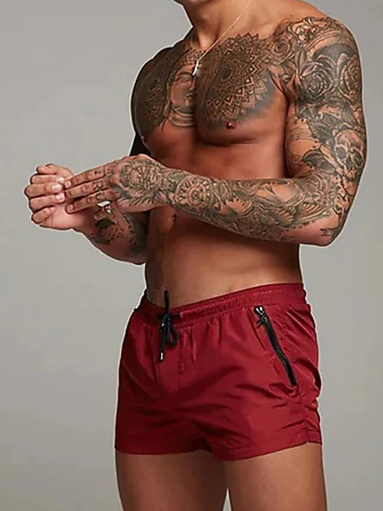 Mens Swim Trunks with Zipper Pockets Mesh Liner Summer Beach Board Shorts Quick Dry Swimming Bathing Suit Swimsuit Swimwear