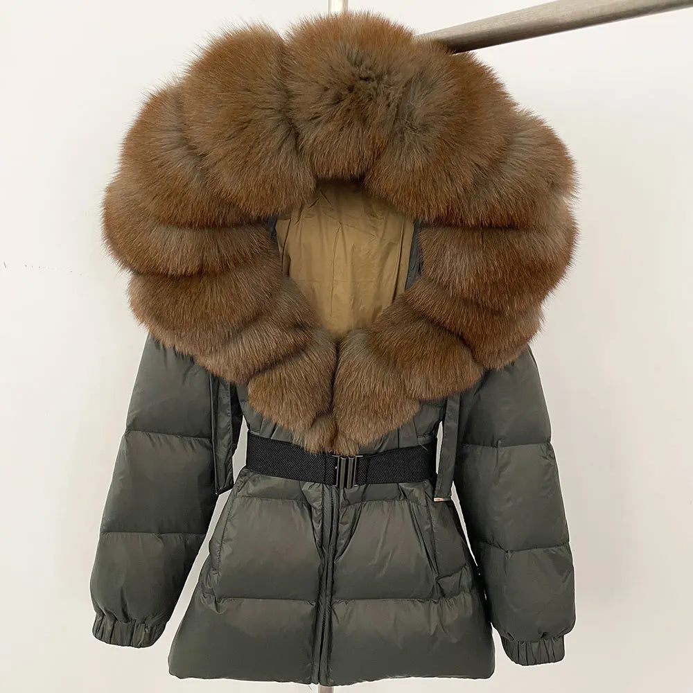 OFTBUY 2025 Winter Clothing Puffer Jacket Women Real Fox Fur Hooded Thick Warm 90% White Duck Down Coat Female Parkas Waterproof