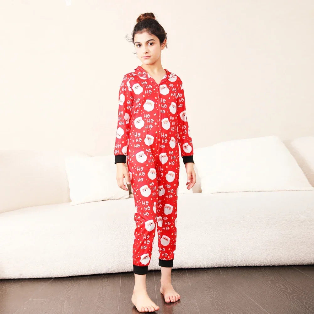 Christmas Gift Mother Father Kids Matching Outfits Cute Deer Ear Hooded Romper Overall Soft Loose One-Piece Pajamas Family Look