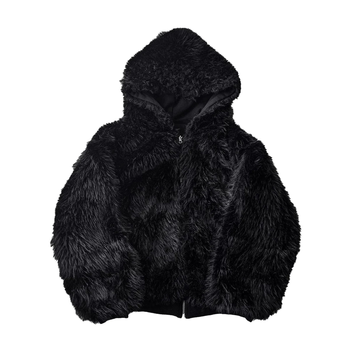 Mauroicardi Autumn Winter Oversized Thickened Warm Black Reversible Faux Fur Parka Coat Men with Hood Zipper Fluffy Jacket 2025