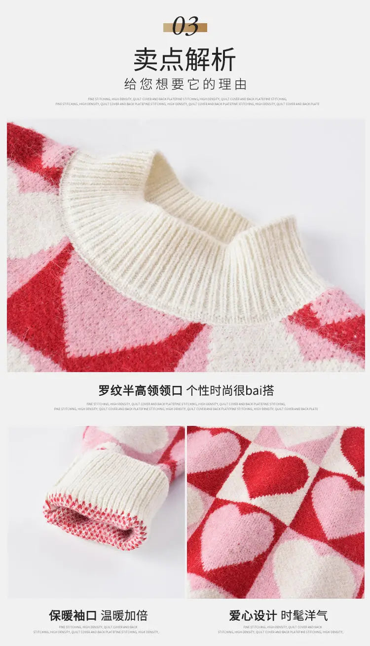 Girls Sweater Thickened Autumn Winter New Children's Fashion Knitted Top Christmas Winter Clothes for Girls 4 10 12 14 Years Old