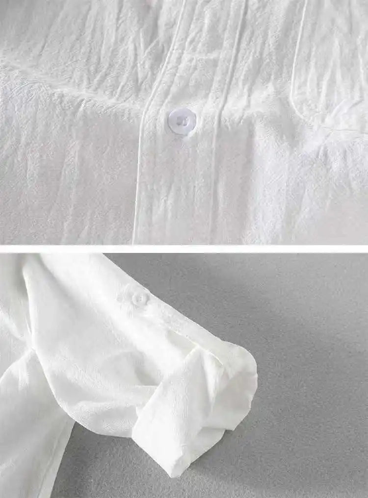 Spring and Summer Stand Collar Five-point Mid-sleeve Fashionable Men's Short-sleeved Shirt Seven-point Sleeve Large Size Men's