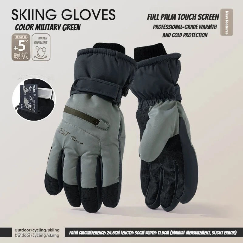 Winter Cycling Gloves Non Slip Touch Ski Gloves Snowboard Accessories Waterproof Pocket Warm Men's and Women's Gloves