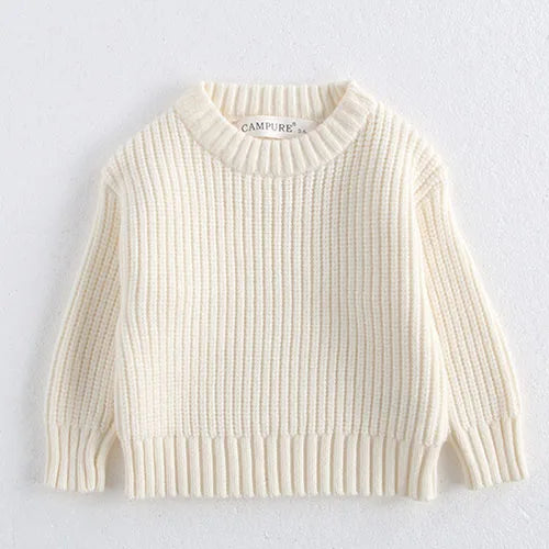 2025 New Spring Baby Girls Sweater Long Sleeved Solid Color Newborn Baby Girls Boys Knitted Pullover Tops 0-6Yrs Kids Sweater