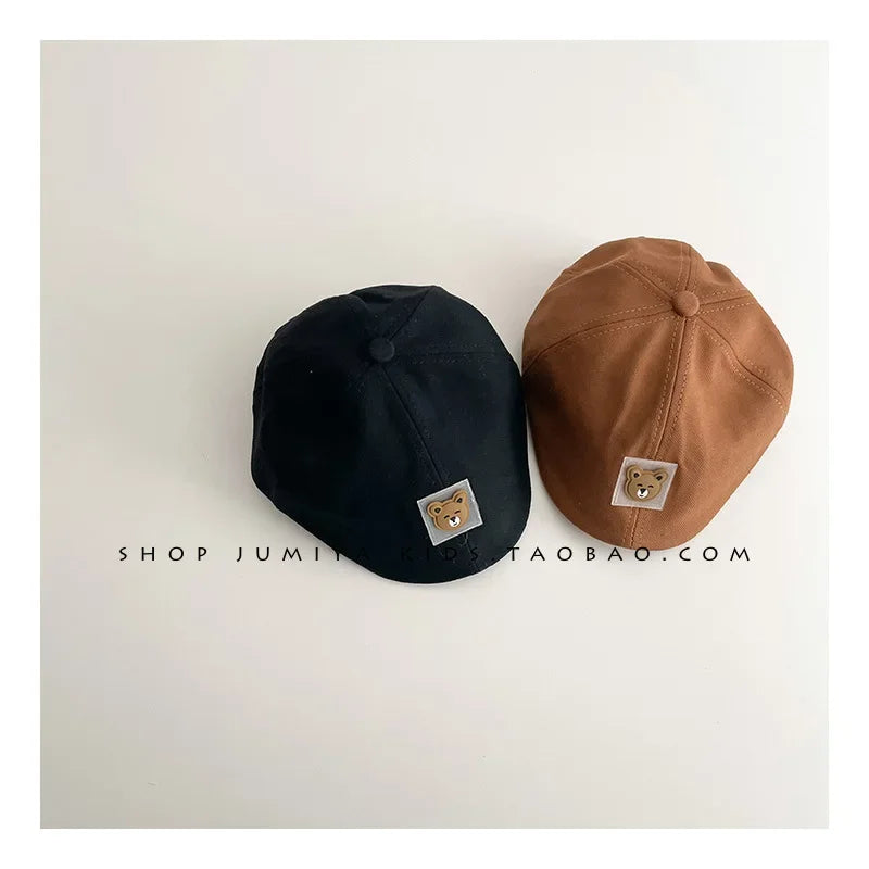 Hot Solid Color Children Berets Stripe Cotton Thin Fashion Simple Kids Hats & Caps Berretto Baby Caps for Boys Girls