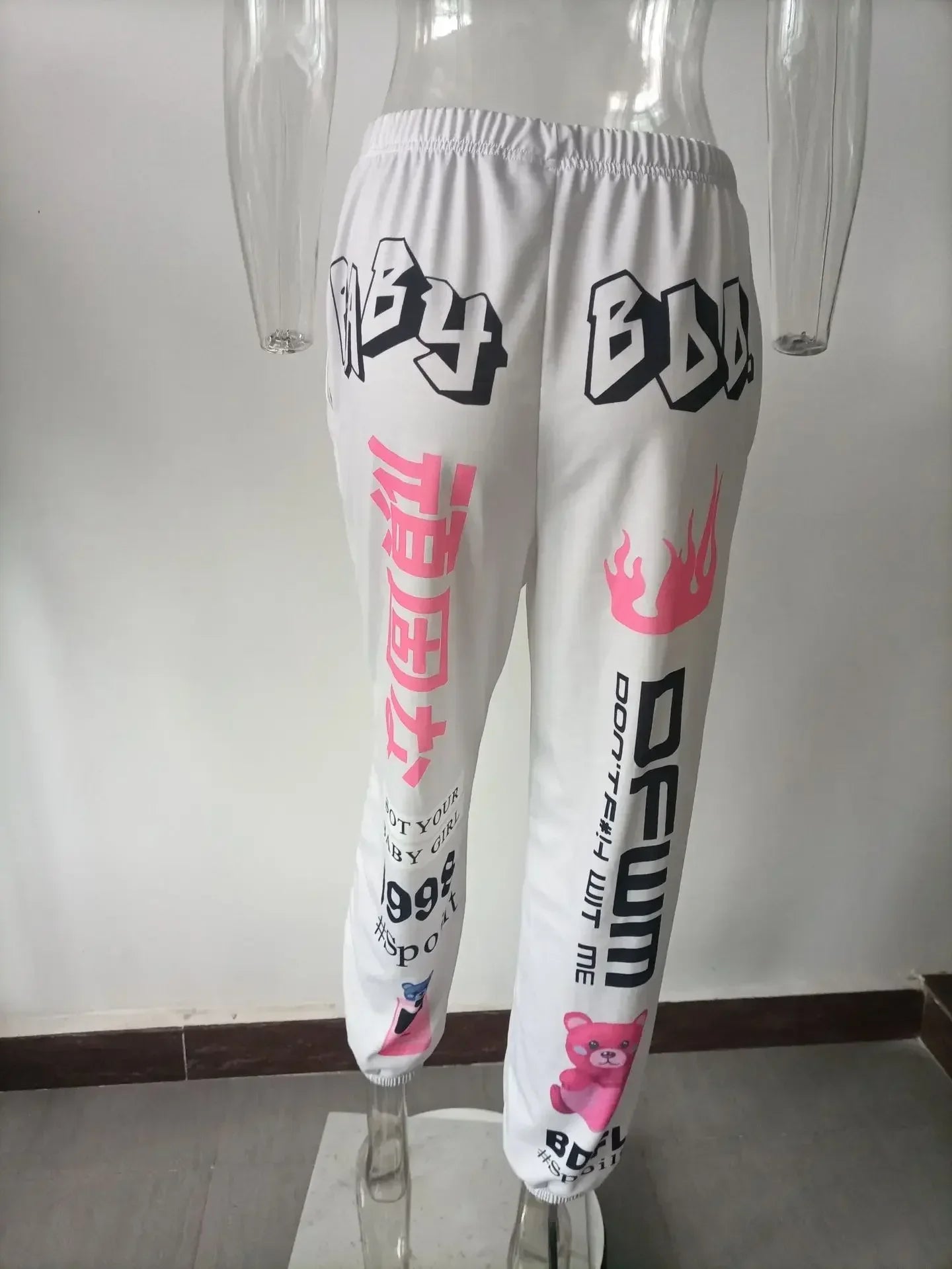 Summer New Printed Fashion Elastic Waist Sports Casual Harlan Pants for Women