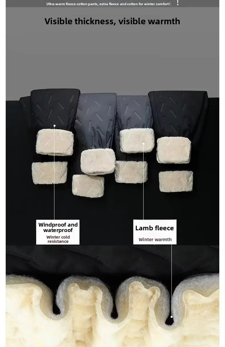 Lamb Velvet Winter Thiened Fce Lined Men's Snow Pants Outerwear Windproof Warm down Cotton Trousers Youth Faion