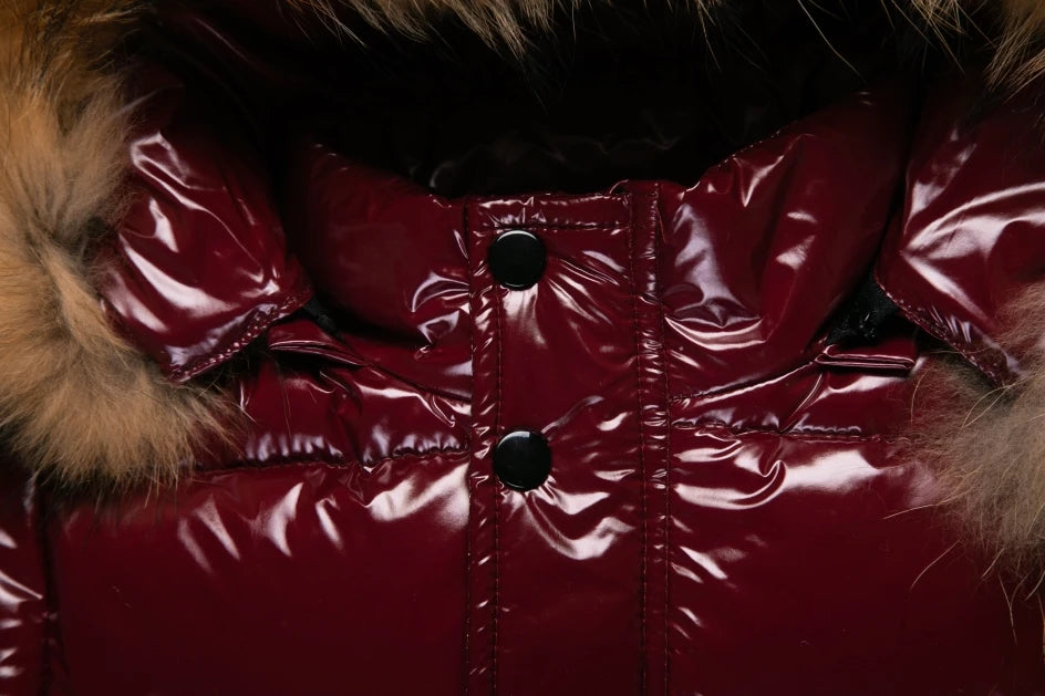 RAISE Winter 1-8 Years Kids Boys Parka Babys Girl Down Jackets Waterproof Shiny Real Fur Thicken Warm Boys Outerwear Coat Outfit