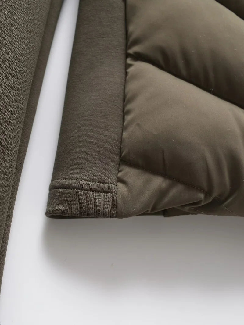 ETJ 2025 new  women's elegant fashion patchwork long sleeve standing collar hooded cotton jacket sport coat 8073227