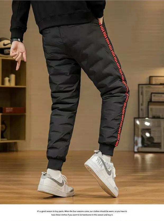 Men's down Pants Thiened Winter Outerwear Warm Long Trousers Du down Cold Resistance Cotton Pants Leisure Casual Sports