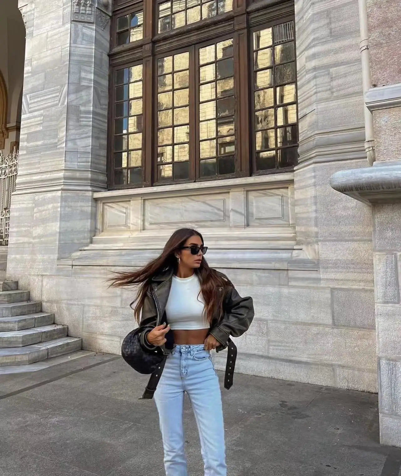 2025New Coal graysty le Women's washed leather jacket with belt, short coat with downgraded zipper and vintage lapel jacket