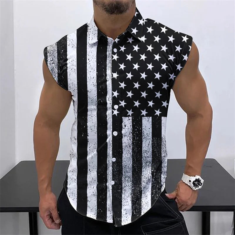 New Men's Sleeveless Shirt Summer Solid Color Comfort Casual Collar Beach Style Plus Size Men's Shirt
