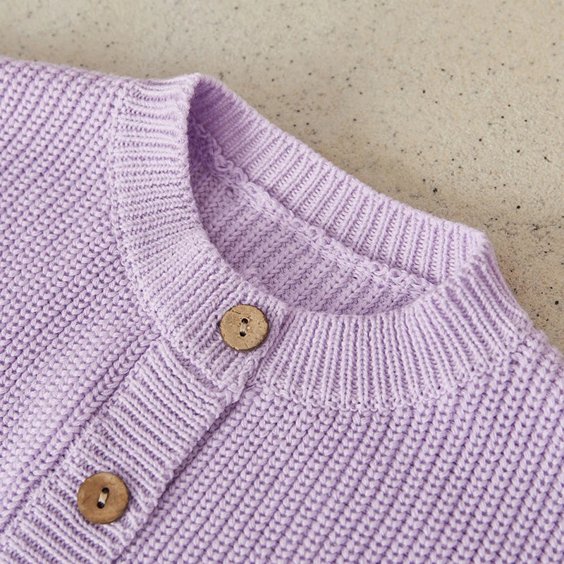 Suefunskry Baby Boys Girls Autumn Winter Knitted Sweater Long Sleeve Solid Color Single-breasted Knitwear Cardigan Jacket