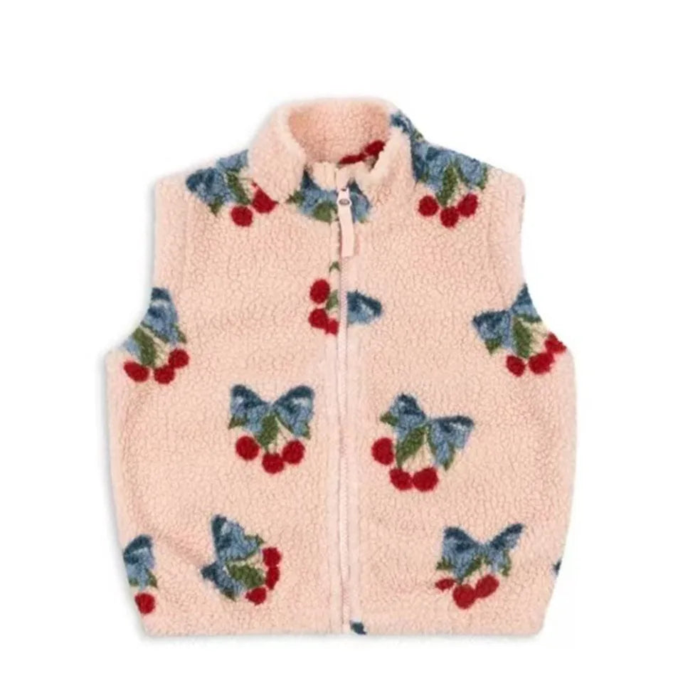 2025 KS Brand Winter Baby Girls Boys Lambswool Cherry Jackets Kids Clothes Boys Sequin Cartoon Outerwear Children's Coats 1-9Yrs